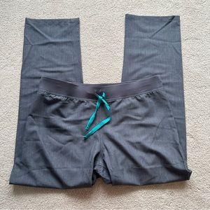 FIGS Women’s Livingston Charcoal Gray Turquoise Scrub Pants Size Large